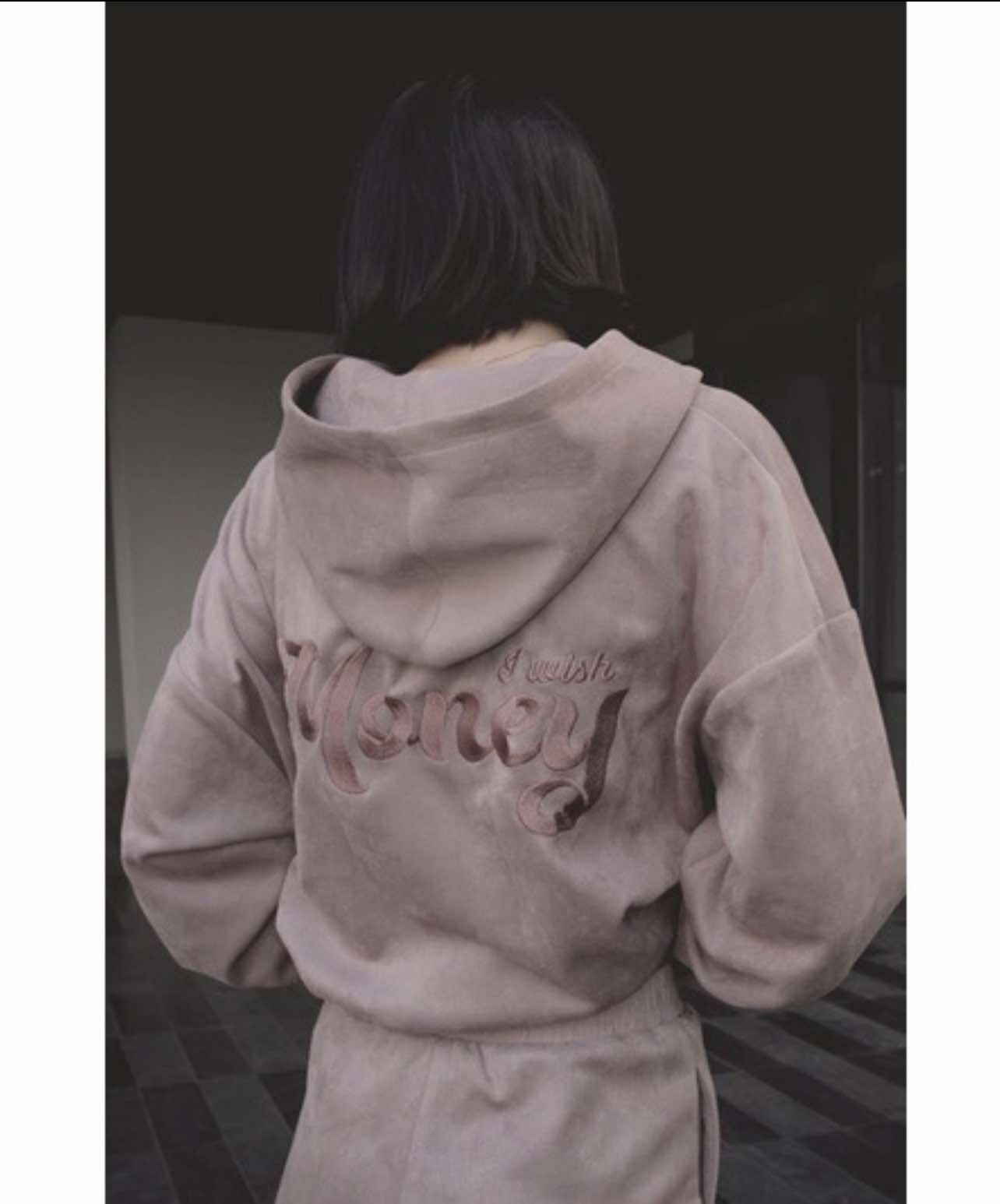 Áo Hoodie Chất da lộn cao cấp Màu Hồng khói