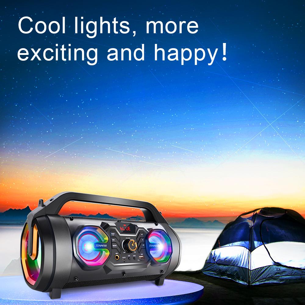TOPROAD Di Động Loa Bluetooth 30W Công Suất Lớn Không Dây Bass Loa Hỗ Trợ Điều Khiển Từ Xa Đài FM MIC USB Color: black Orange speaker