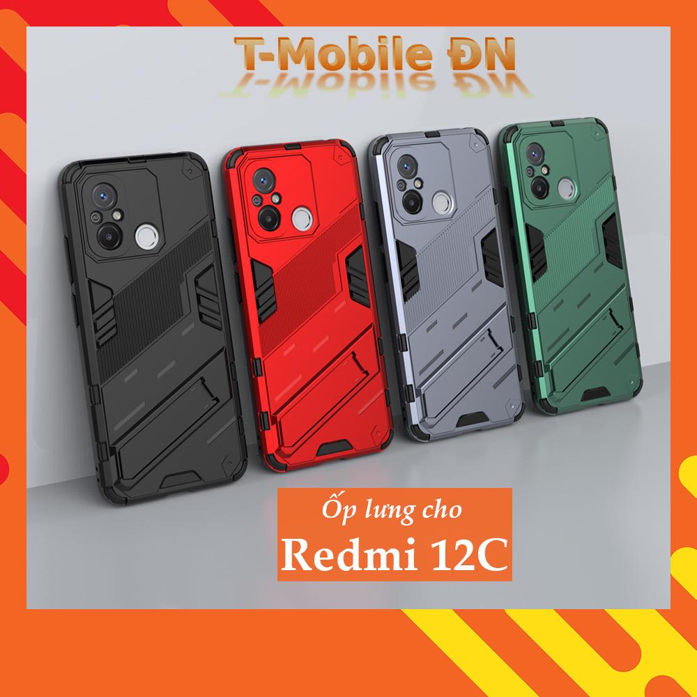 Ốp lưng cho Xiaomi Redmi 12C, Ốp chống sốc Iron Man PUNK cao cấp kèm giá đỡ cho Redmi 12C