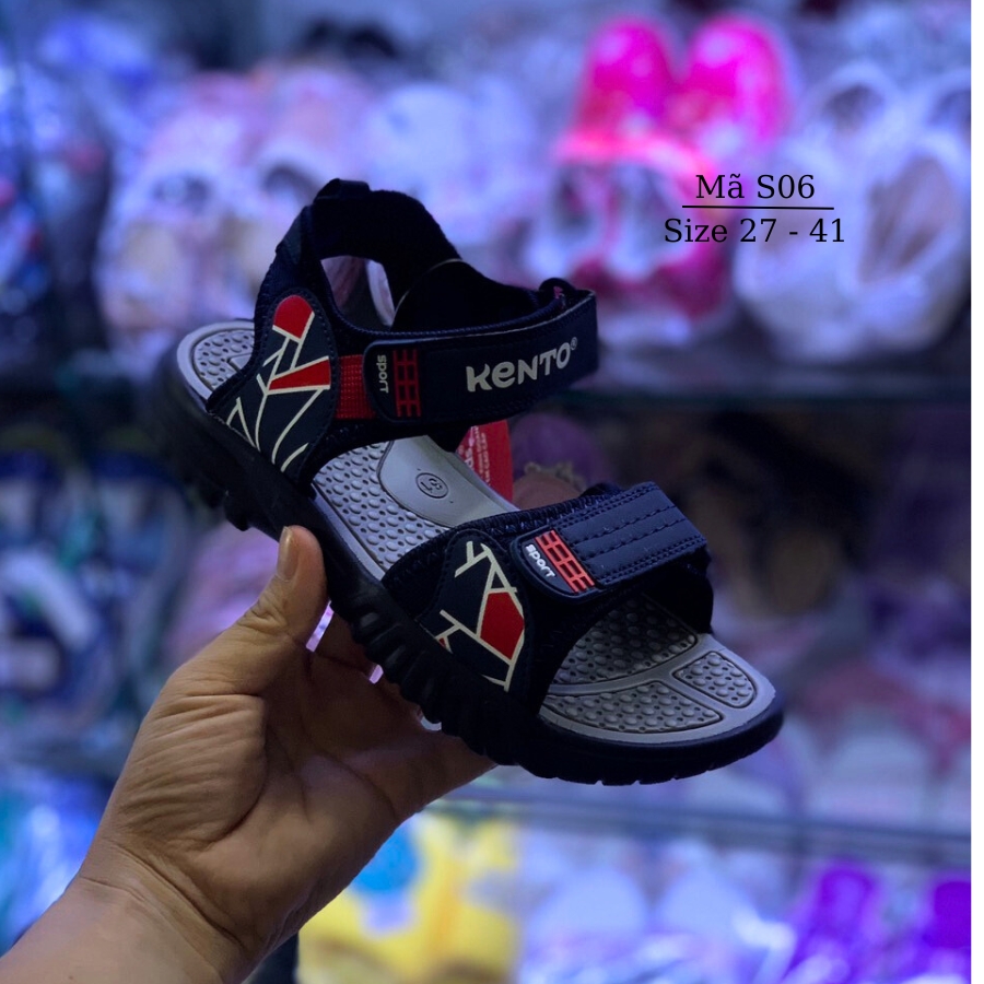 Dép sandal quai hậu bé trai cao cấp KENTO S06 NHÍM SHOP Dép đi học trẻ em siêu nhẹ kháng khuẩn phong cách thể thao năng động 3 - 15 tuổi Xanh Đen Pha Đỏ Thời Trang