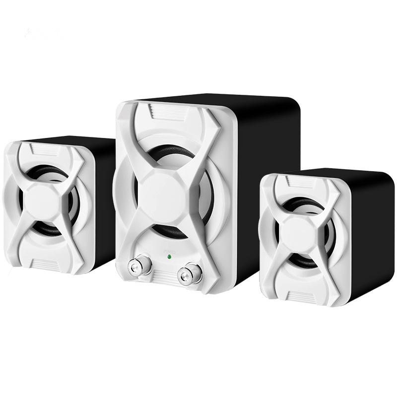 USB AUX Máy tính có dây Loa loa loãng 5W 3W*2 Đặt Stereo cốt thép Bass 2.1 cho máy tính điện thoại PC Color: White