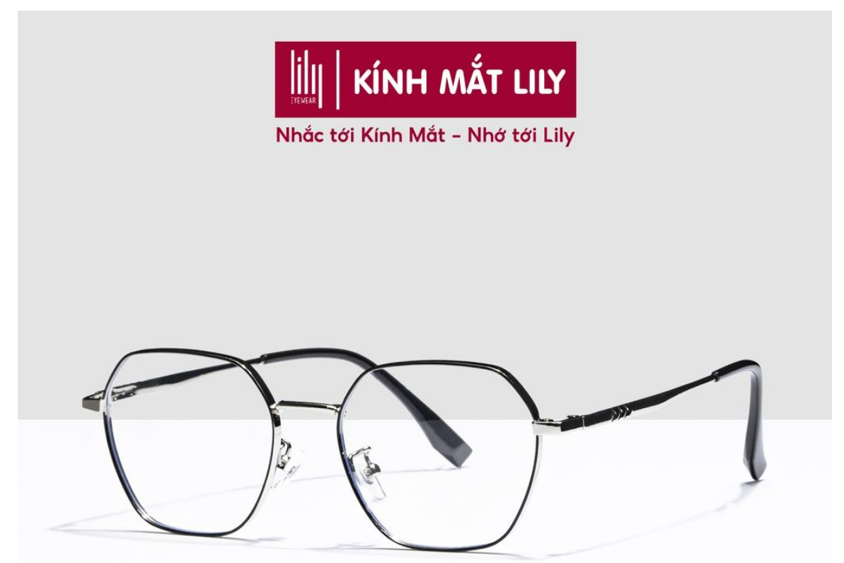 Kính cận đa giác nam nữ LILYEYEWEAR kim loại phù hợp mặt nhỏ thiết kế kiểu dáng thời trang 72659