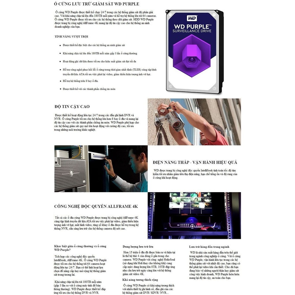 Ổ Cứng WESTERN Purple 10TB - 1TB Purple Surveilance - HÀNG CHÍNH HÃNG