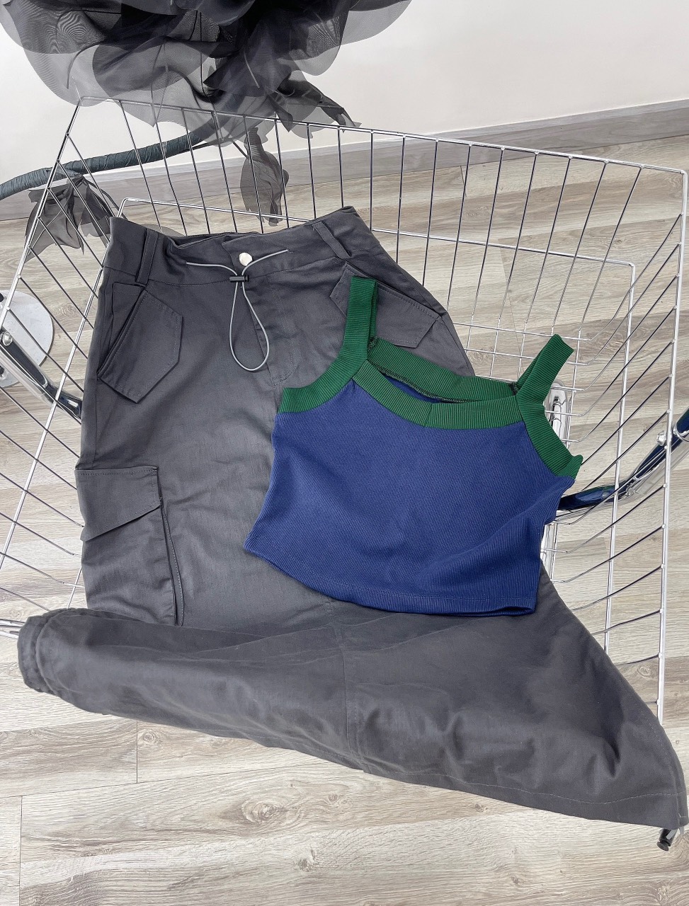 SET CHÂN VÁY DÀI TÚI HỘP LƯNG CAO DÂY RÚT + ÁO THUN CROPTOP DÂY DẠO PHỐ DỰ TIỆC ĐI CHƠI