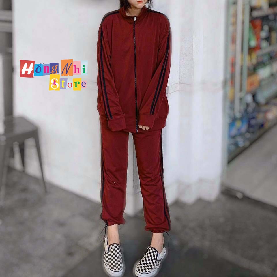 Set Bộ Thể Thao Oversize Ulzzang Unisex Áo Khoác Tay Dài Quần Jogger Dài Màu Nâu Cao Cấp - MM