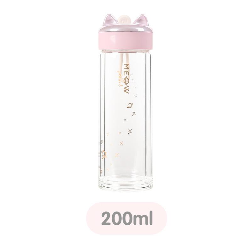 Educhild Mèo Kính Bình Nước 300Ml Ngoài Trời Sáng Tạo Giữ Nhiệt Có Dây Hoạt Hình Di Động Phụ Nữ Uống Nước