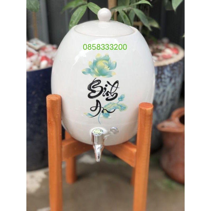 Bình nước 5 lít, vòi inox. Hàng sứ Bát Tràng