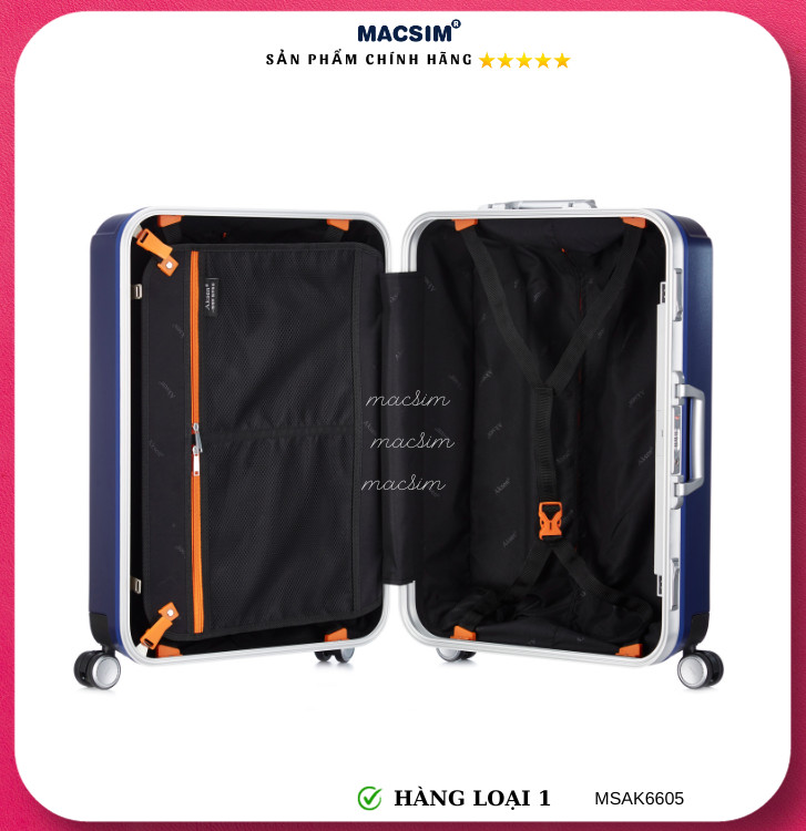 Vali cao cấp Macsim Aksen hàng loại 1 MSAK6605 cỡ 28 inch màu xanh