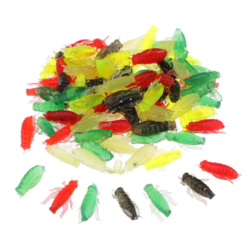 100pcs Artificial Cricket Bait Fishing Soft Lure Insect Bait Lure Flies Hook