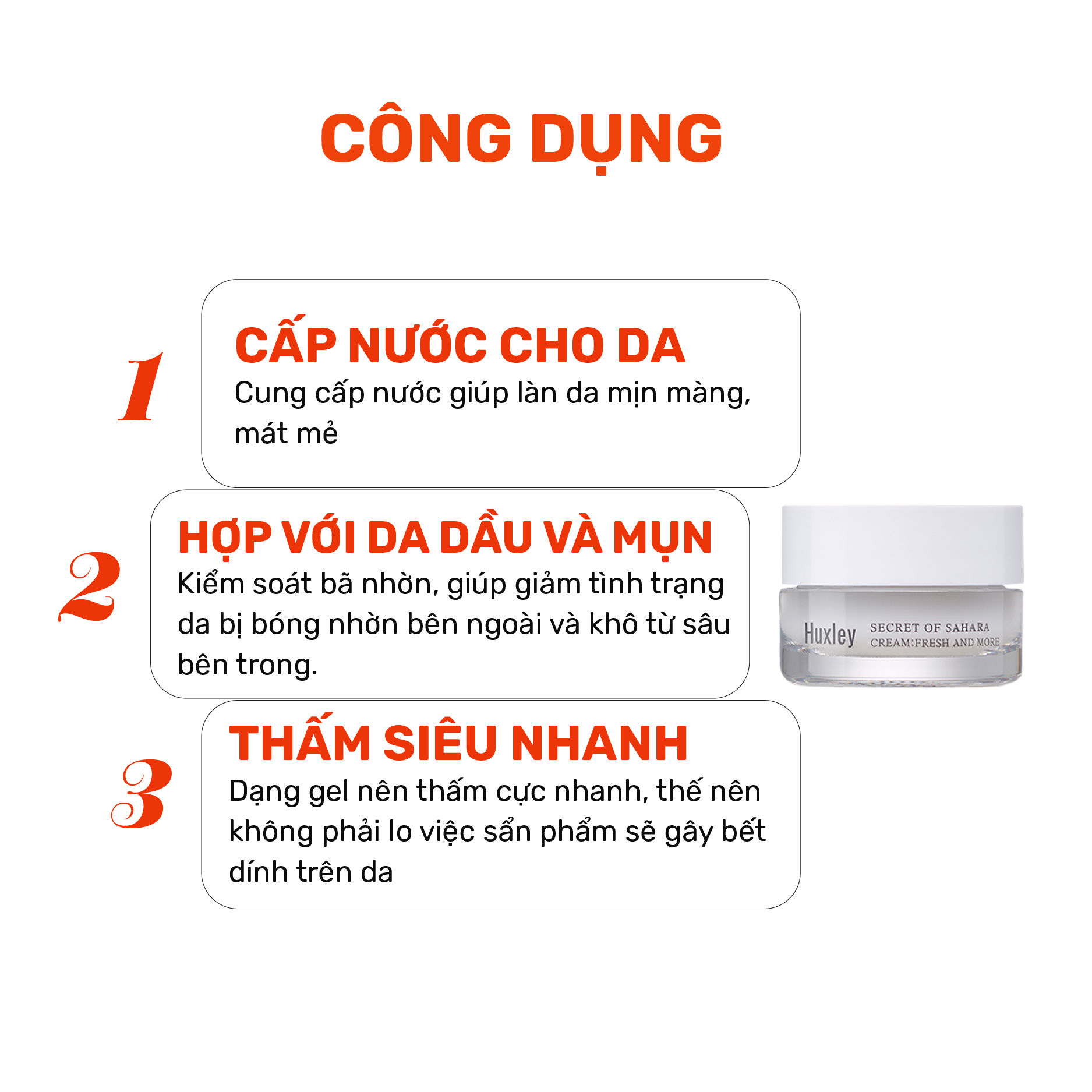 Kem dưỡng siêu cấp ẩm căng mịn chống lão hóa Huxley Cream Fresh And More 7ml