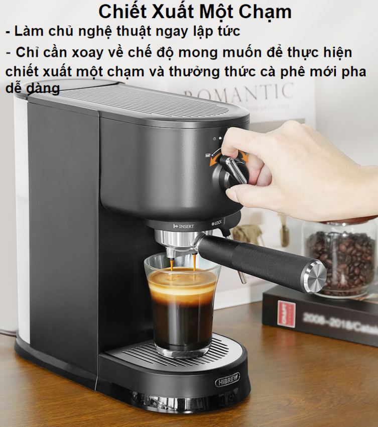 Máy pha cà phê Espresso, Cappuccino, Latte thương hiệu HiBREW H5B - Công suất 1500W, áp suất 15bar - Hàng chính hãng