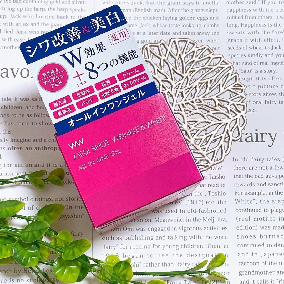 Gel dưỡng trắng và giảm nếp nhăn toàn diện Meishoku Medi Shot Wrinkle &amp; White All in One Gel 75g