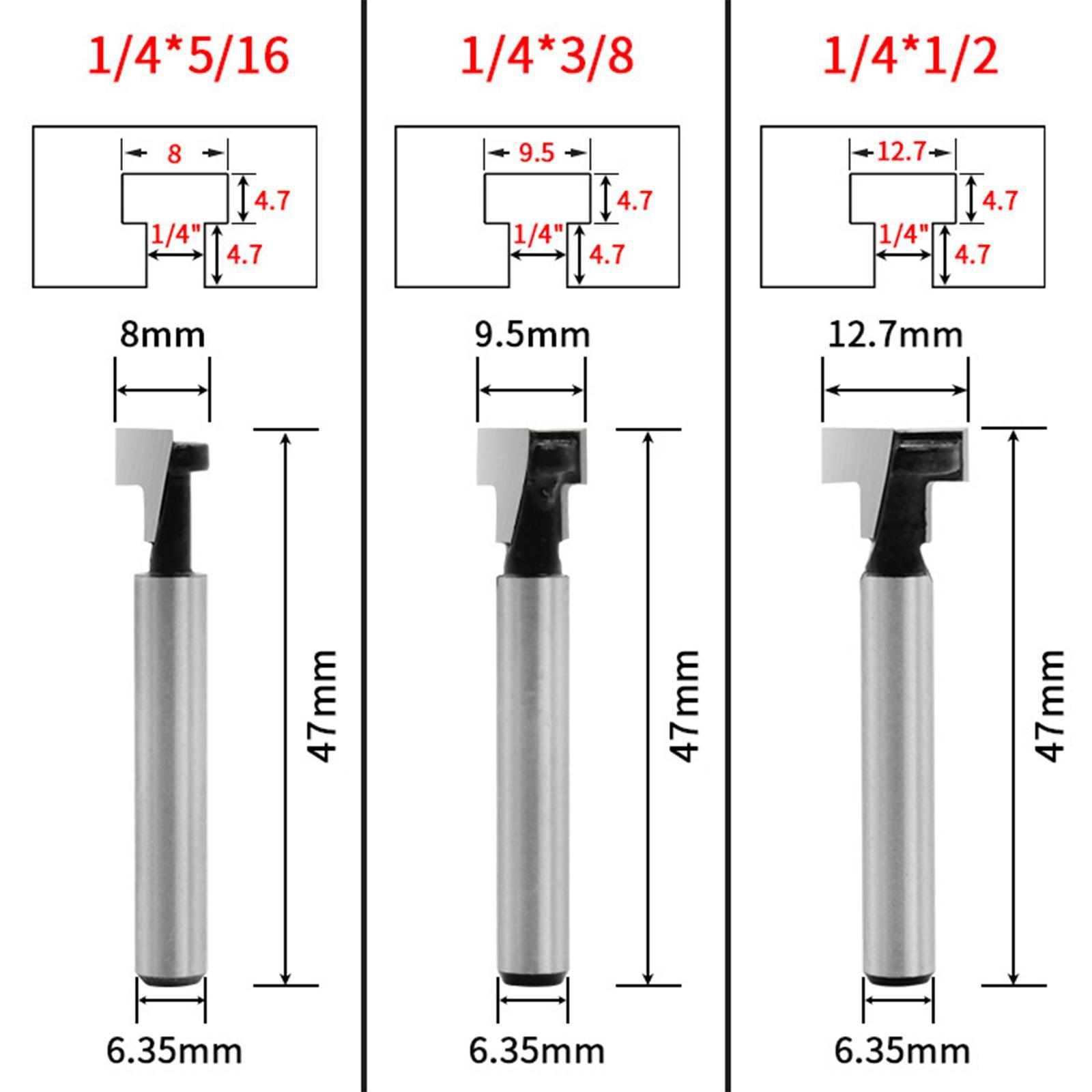 5Pcs Surfacing Router Bits Grooving Bits Planer Bit for Woodworking Router