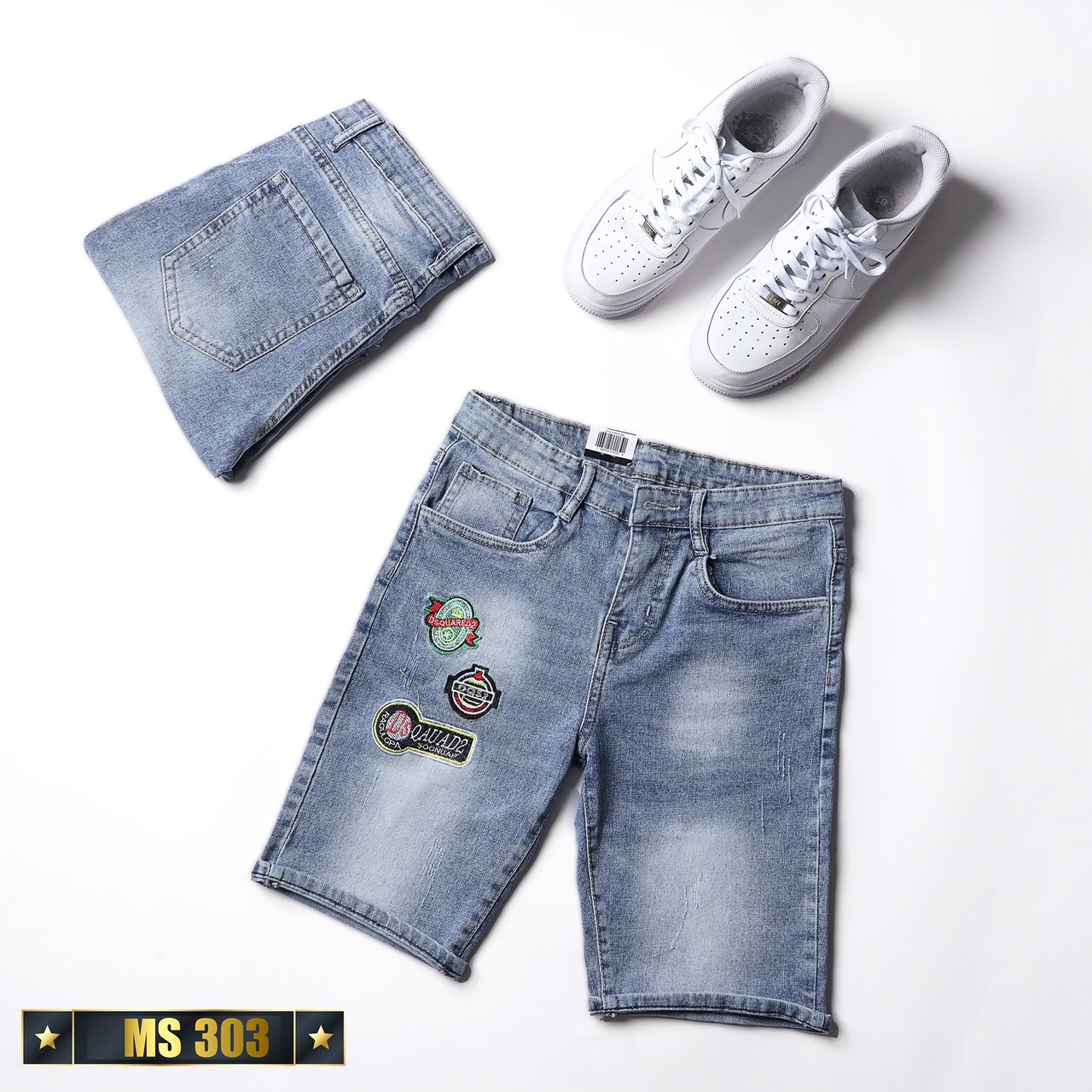 Quần short jean nam co giãn màu xanh dương, quần sọt nam mẫu mới chất denim cao cấp thời trang Benny Fashion - MQ303