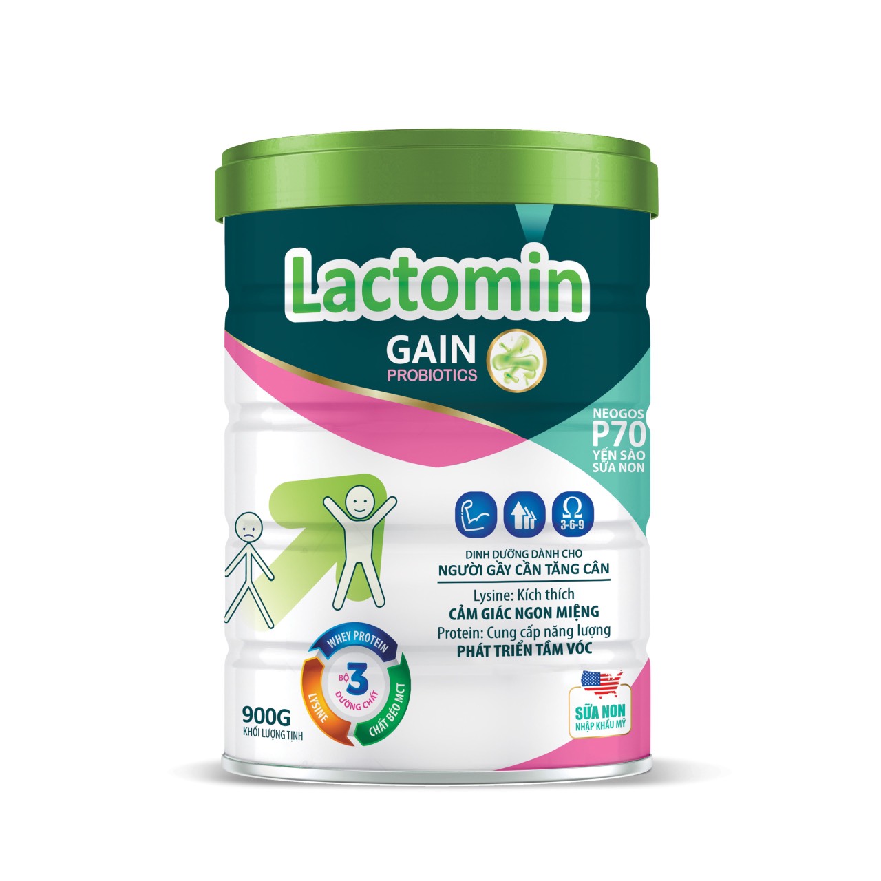 Sữa Tăng cân Lacto Fiber Gain 900g ( Trên 2 tuổi)- Hấp Thụ, Tăng Cân