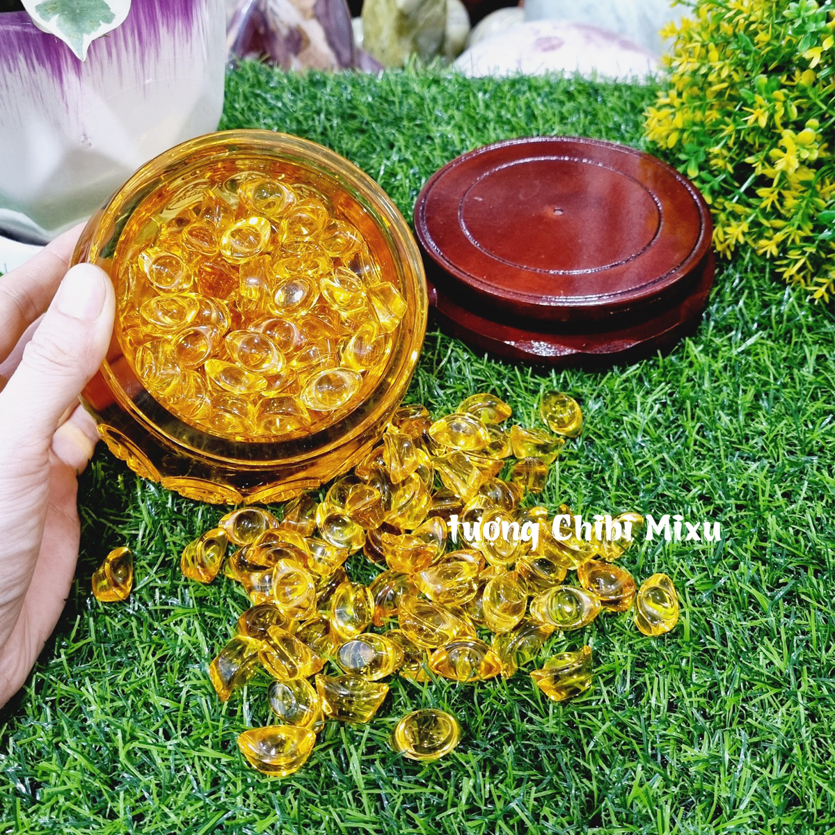 Combo Bát Tụ Bảo 12cm kèm 139 thỏi vàng 2cm Thần Tài may mắn