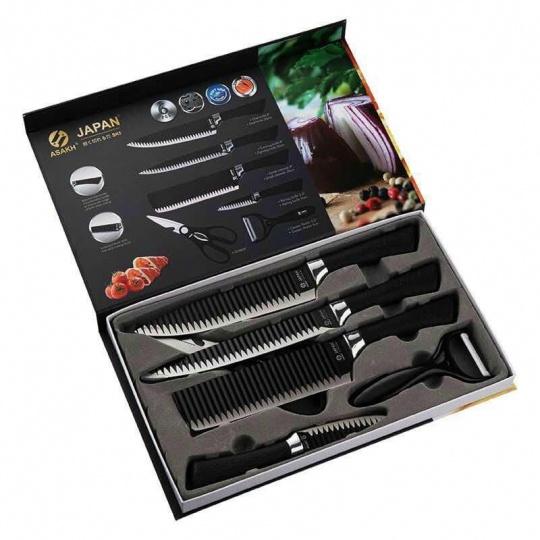 Bộ Dao Nhật Bản Japan Askh 6 Món Chống Dính Cao Cấp - 6 món dao nhật inox - Bộ dao inox - dao chặt xương