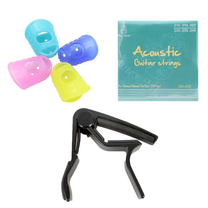 Combo dây đàn guitar acoustic Vines GA-A30 + Capo PBA105BK  + Bộ 4 móng bảo vệ móng tay (SOL.G)