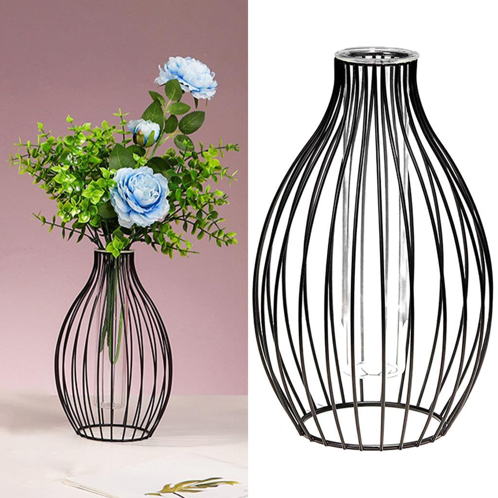 Iron Art Flower Vase Metal Frame Plant Holder Home Decor