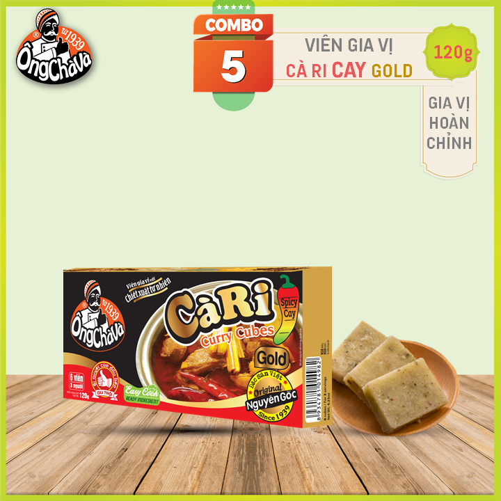 Combo 5 Hộp Viên Gia Vị Cà Ri Gold Cay Ông Chà Và 120g (Curry Cubes)