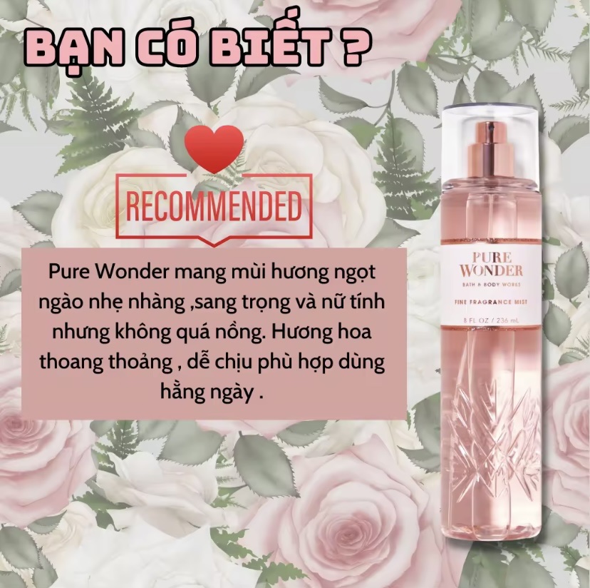 Body Mist Pure Wonder 236ml - Bath and Body Work Pure Wonder Chính Hãng