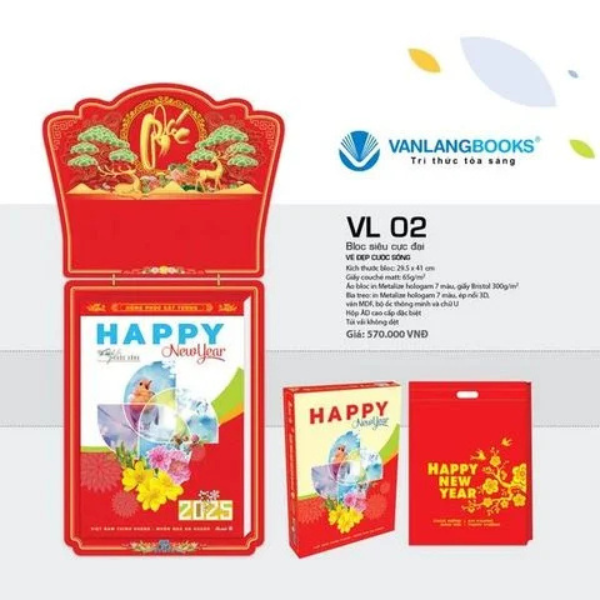 Lịch 2025 - Lịch Bloc Siêu Cực Đại - Vẻ Đẹp Cuộc Sống - VL02 - 29.5 x 41 cm - Lịch Văn Lang