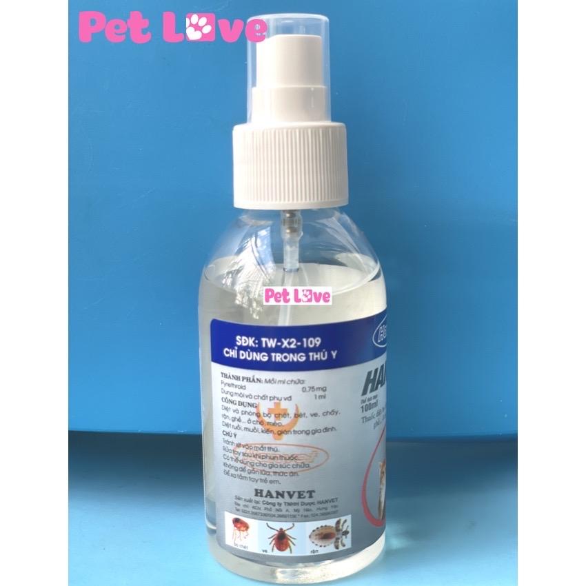 Hantox Spray diệt bọ chét, ve rận, ghẻ trên chó mèo