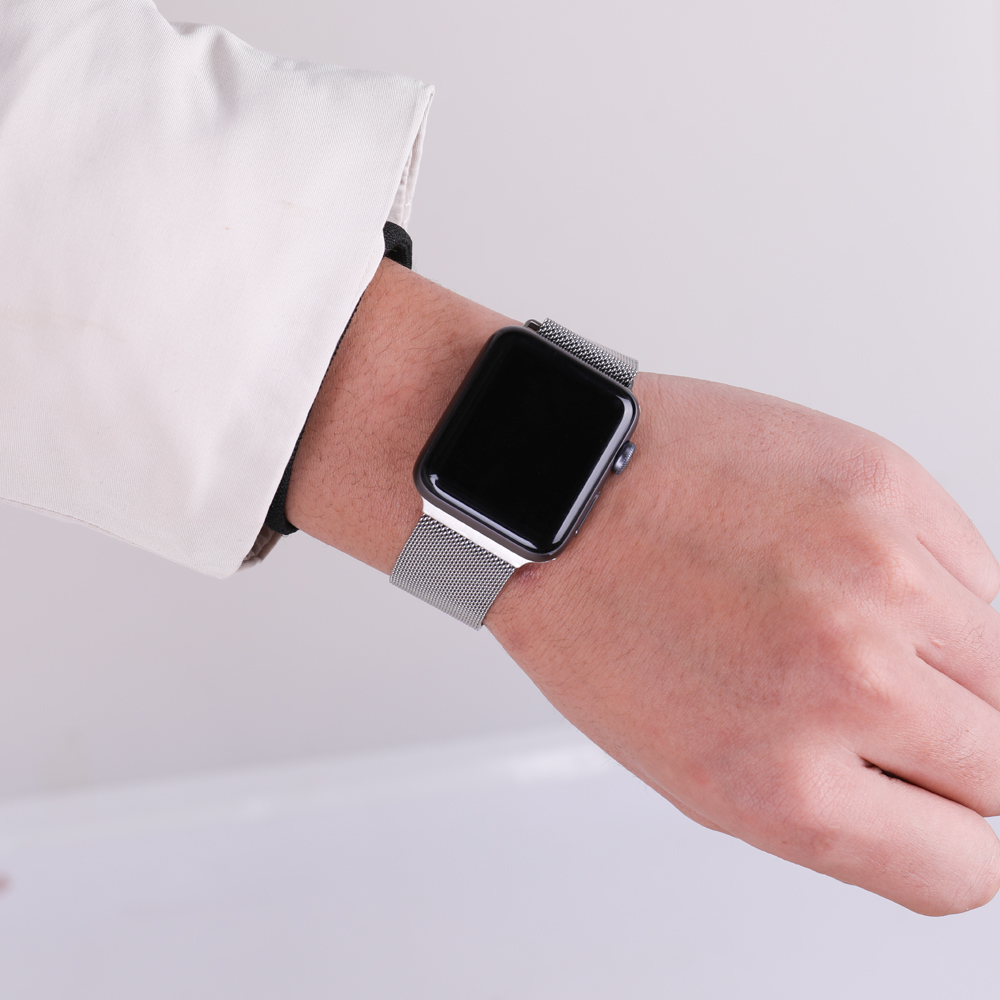 Dây đeo kim loại thay thế cho đồng hồ IOS Series 1/2/3/4 bằng thép không gỉ không cần ốc vít