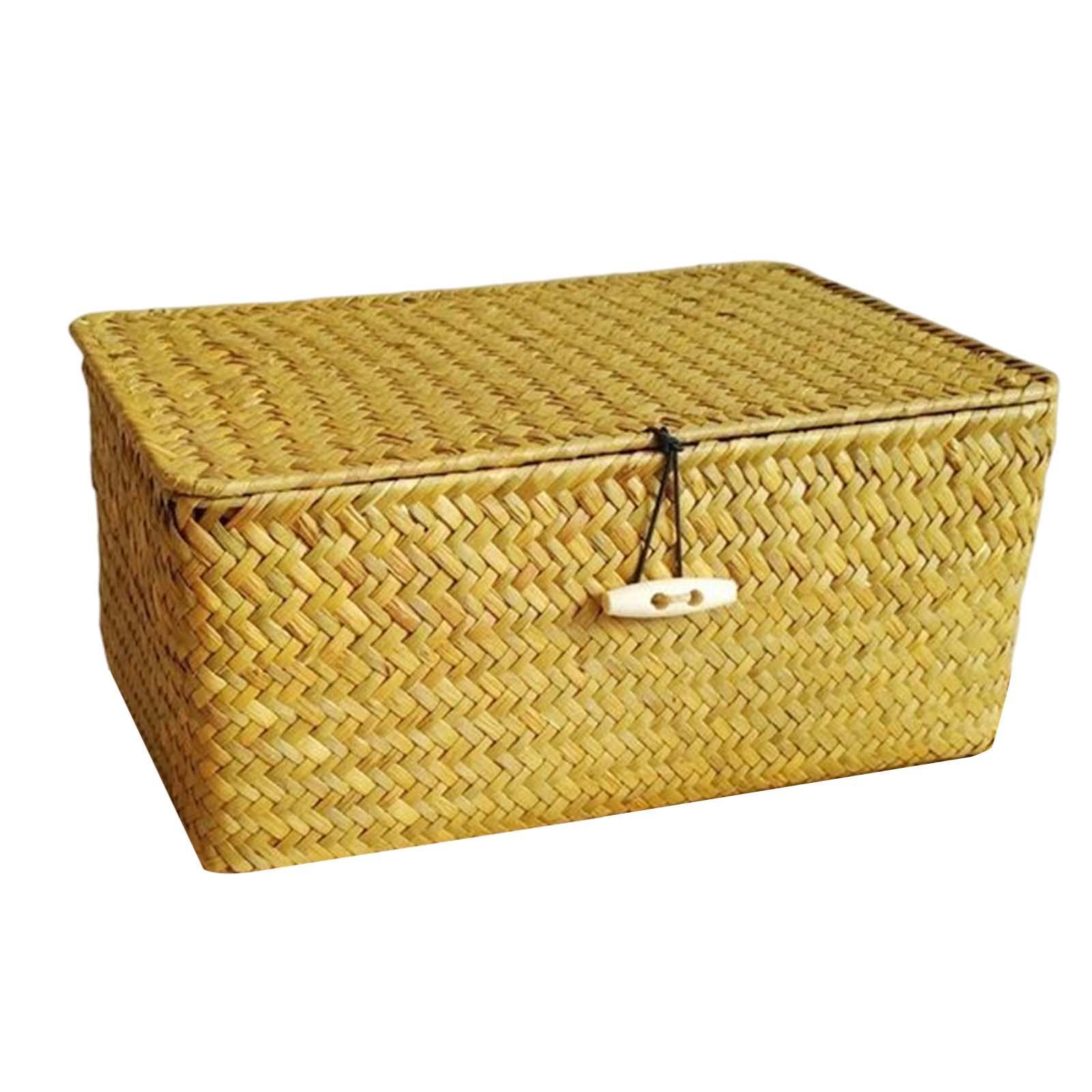 Rectangular Natural Seagrass Storage Basket Seagrass Organizer for Clothes
