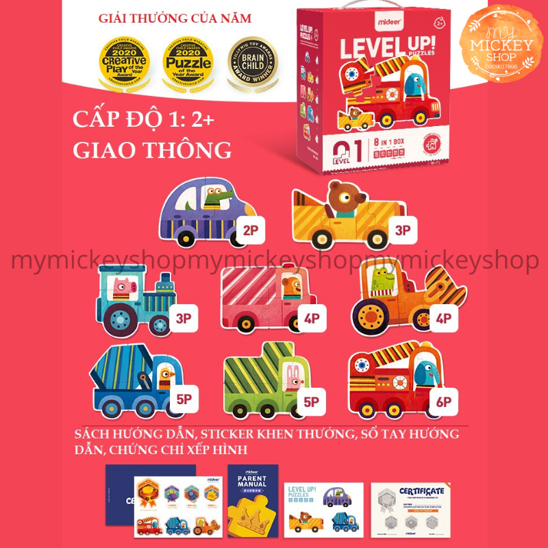 BỘ XẾP HÌNH 7 CẤP ĐỘ TỪ DỄ ĐẾN KHÓ THEO LỨA TUỔI - HÃNG MIDEER 7 ADVANCED LEVELS PUZZLE mẫu mới 2021