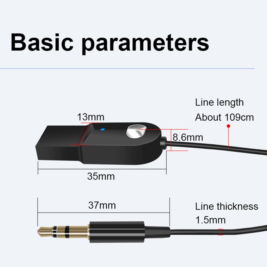 Mini USB Bluetooth 5.0 Audio Adapter Receiver 3.5mm AUX Speaker Car Kit