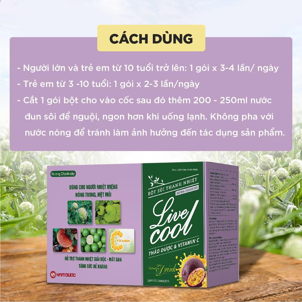 Bột sủi thanh nhiệt Livecool Nam Dược - Hương chanh dây hỗ trợ giải độc, mát gan, tăng sức đề kháng