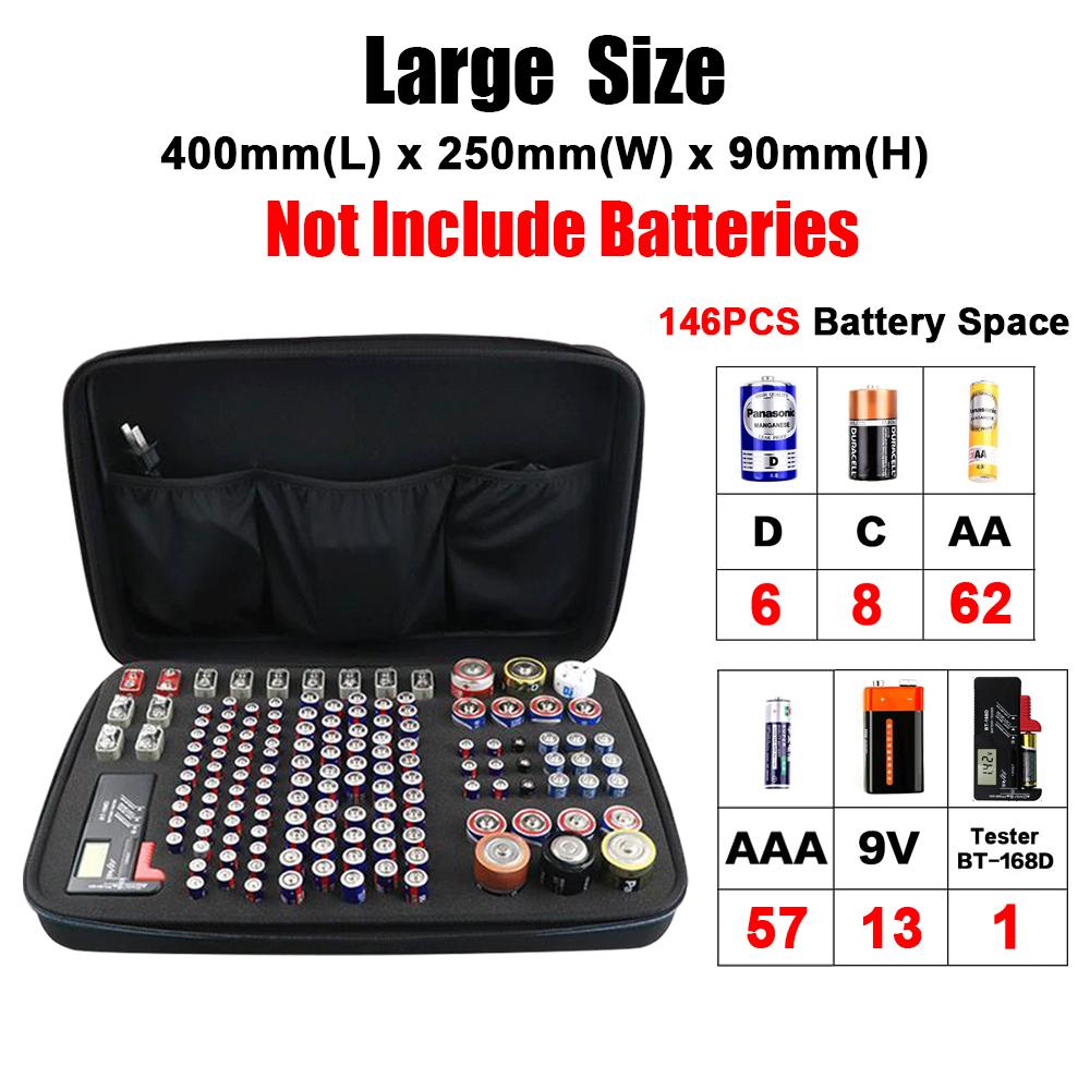 146 chiếc Di động cứng EVA Chống sốc AA/AAA/C/D/9V/3V LR44 Bộ lưu trữ sắp xếp pin Hộp đựng Hộp đựng Bộ kiểm tra hộp đựng cho Battey Màu sắc: Vỏ lớn
