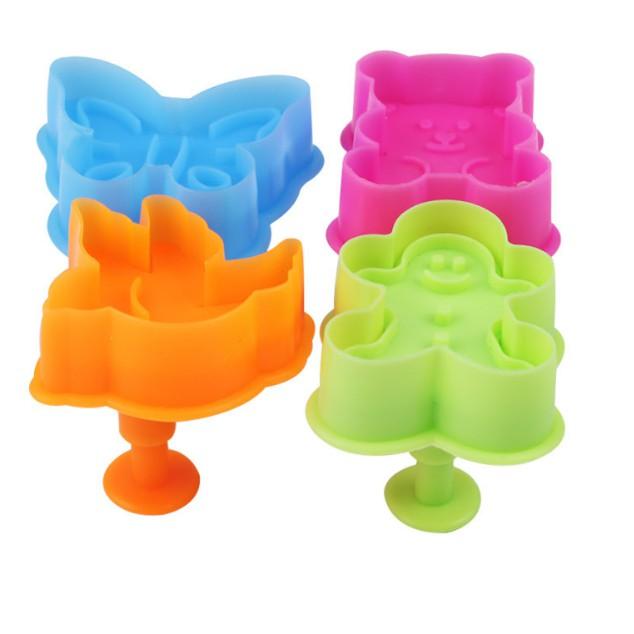 Set 4 khuôn nhấn làm bánh quy hình con gấu con bướm con chim và gấu