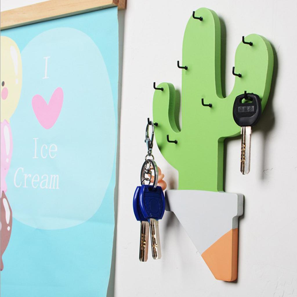 Wooden Screw in Hook Cactus Key Coat Hat Bathroom Kitchen Towel Hanger Wall
