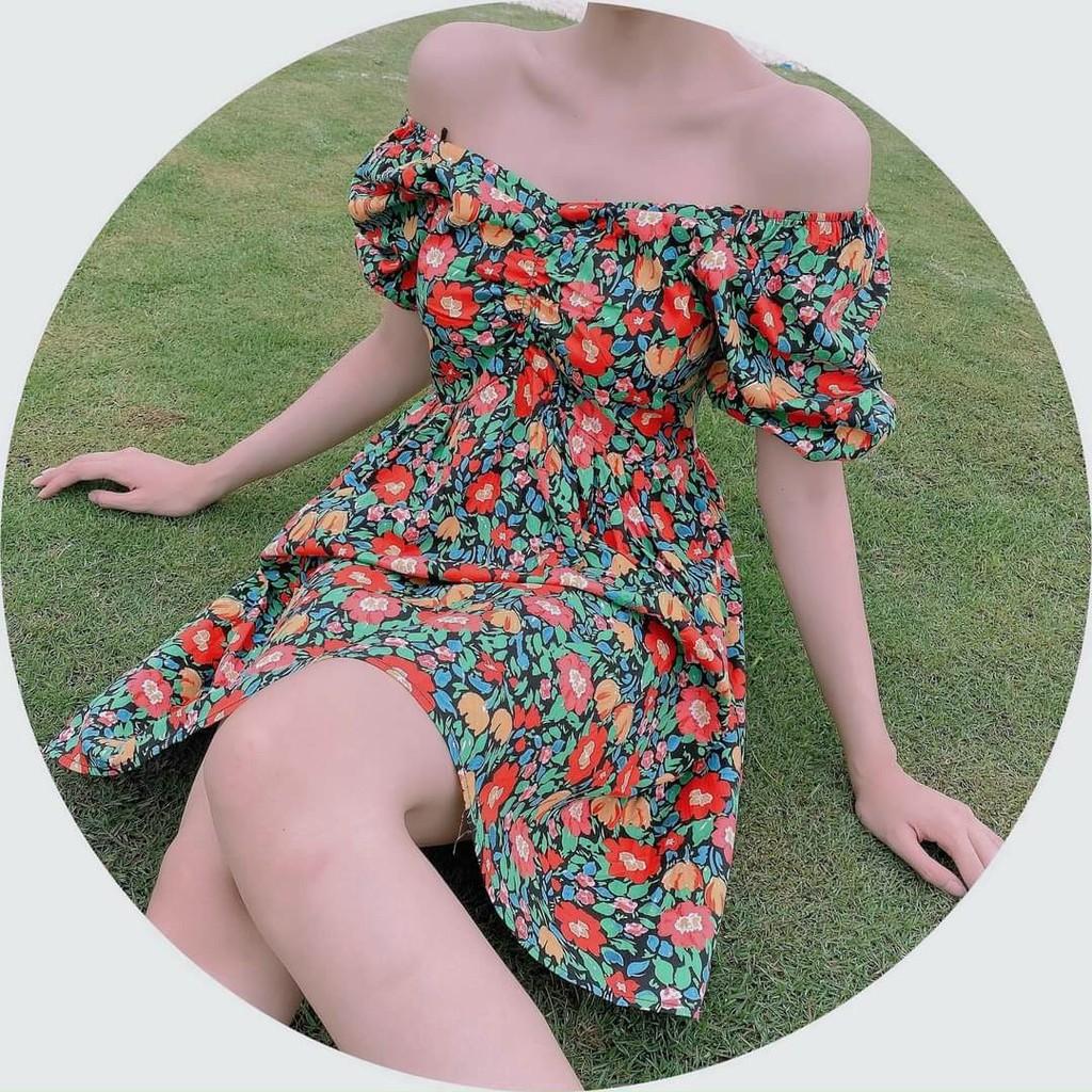Đầm hoa xoè nhún ngực siêu hot