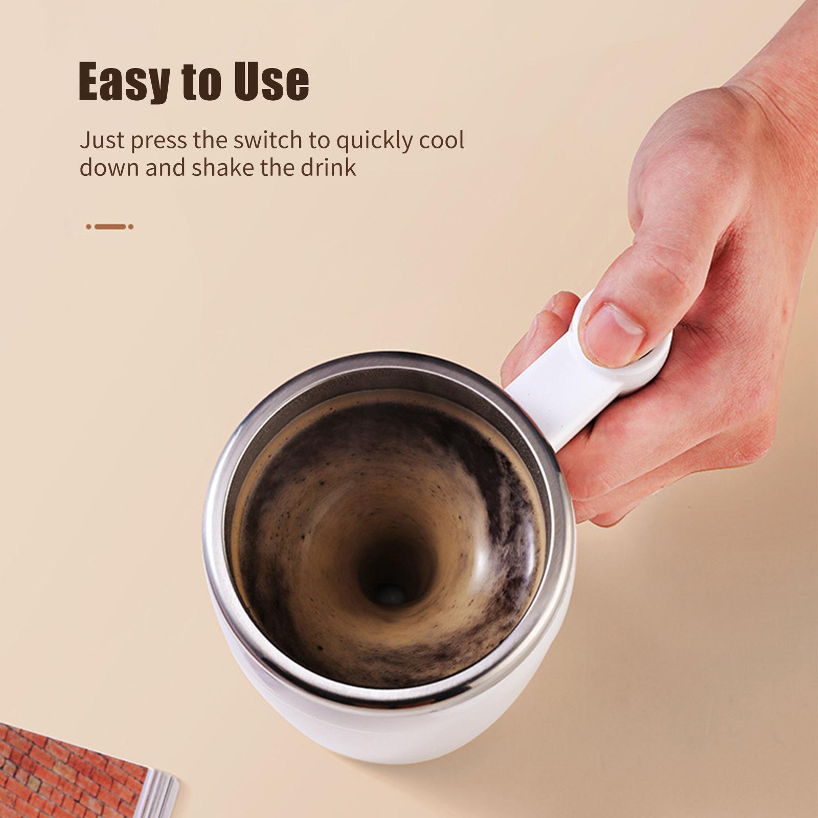 380ml Self Stirring Mug with Lid Auto Magnetic Stirring Coffee Cup Electric Stainless Steel Self Mixing Coffee Cup