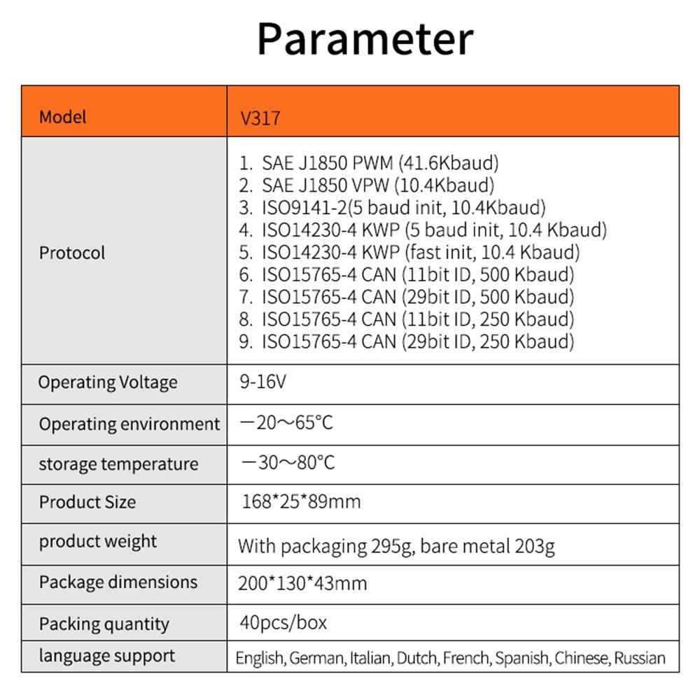 Thiết bị dò tìm lỗi động cơ xe hơi OBD 2 V317 OBD II