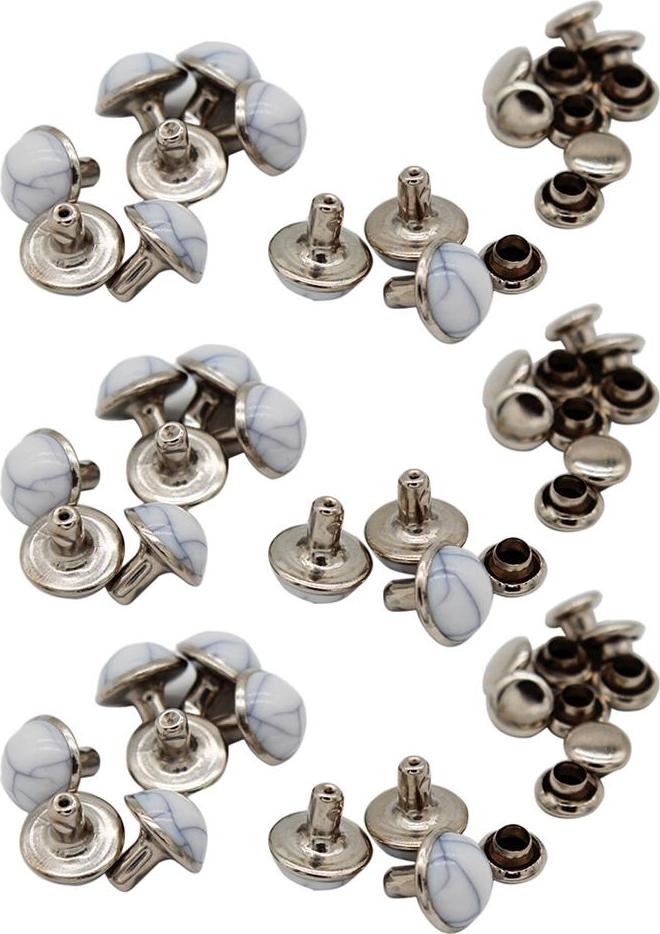 60 Dome Xanh Ngọc Nhanh Chóng Đinh Tán Đinh Nhọn Cho Làm Đồ Da Thủ Công 8.5 Mm Màu Trắng Đỏ