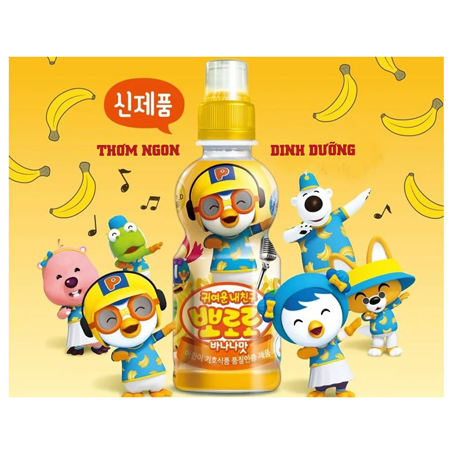 Thùng 24 Chai Nước Uống Pororo hương vị Chuối 235ml