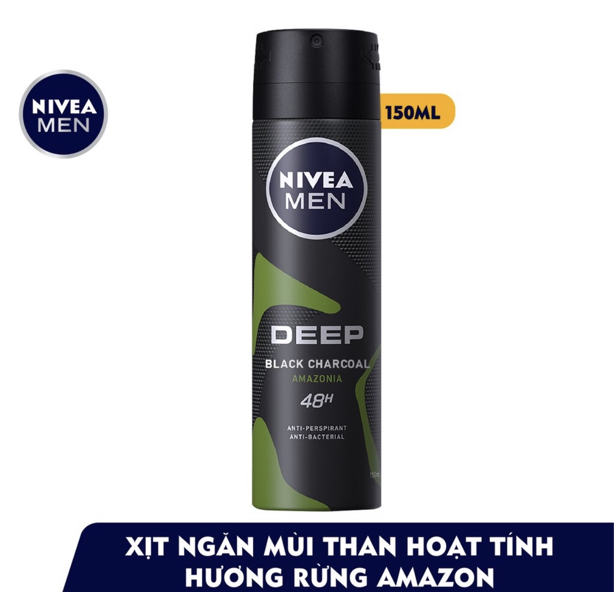 Bộ đôi Xịt Ngăn Mùi Nivea Men Than Đen Hương Rừng Amazon
