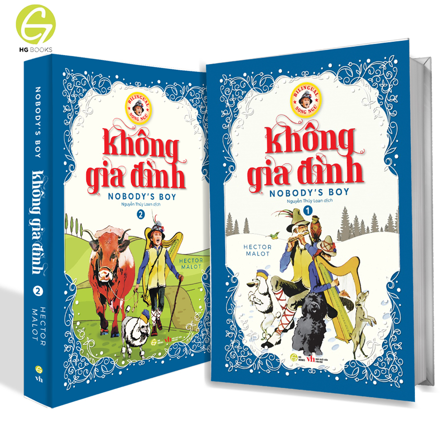Sách - Không gia đình - Sách song ngữ văn học kinh điển, tặng kèm file nghe &amp; note từ vựng, combo 2 cuốn - HG Books