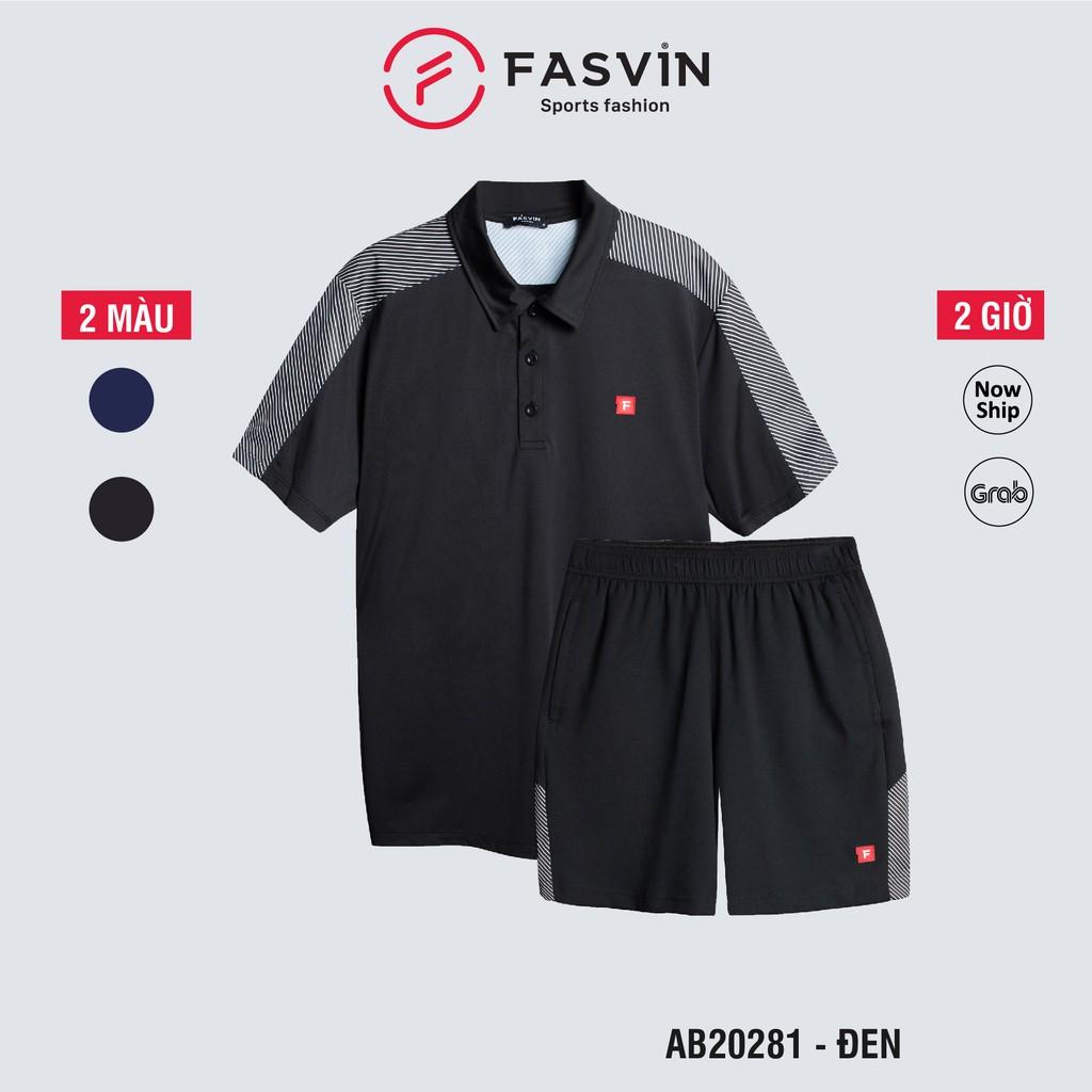 Bộ thun thể thao nam Fasvin AB20281.HN cộc tay cổ bẻ vải thể thao mềm nhẹ co giãn tốt