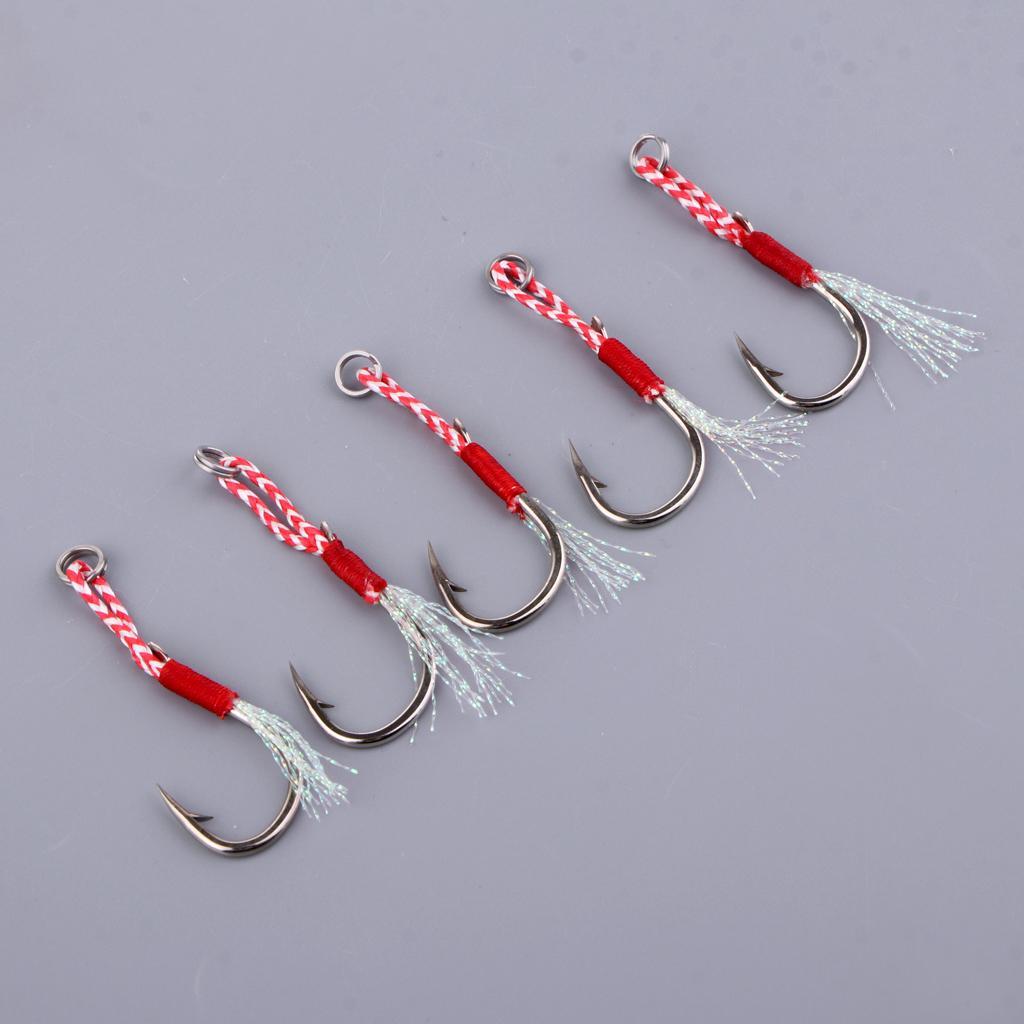 4-7pack 5pcs Carbon Steel Assist Hooks Fishing Jig Hooks Live Baits Hooks 020