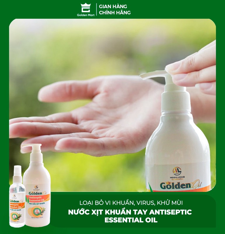 Tinh dầu sát khuẩn tay GOLDEN - 100% thiên nhiên giúp làm làm sạch và nuôi dưỡng da tay