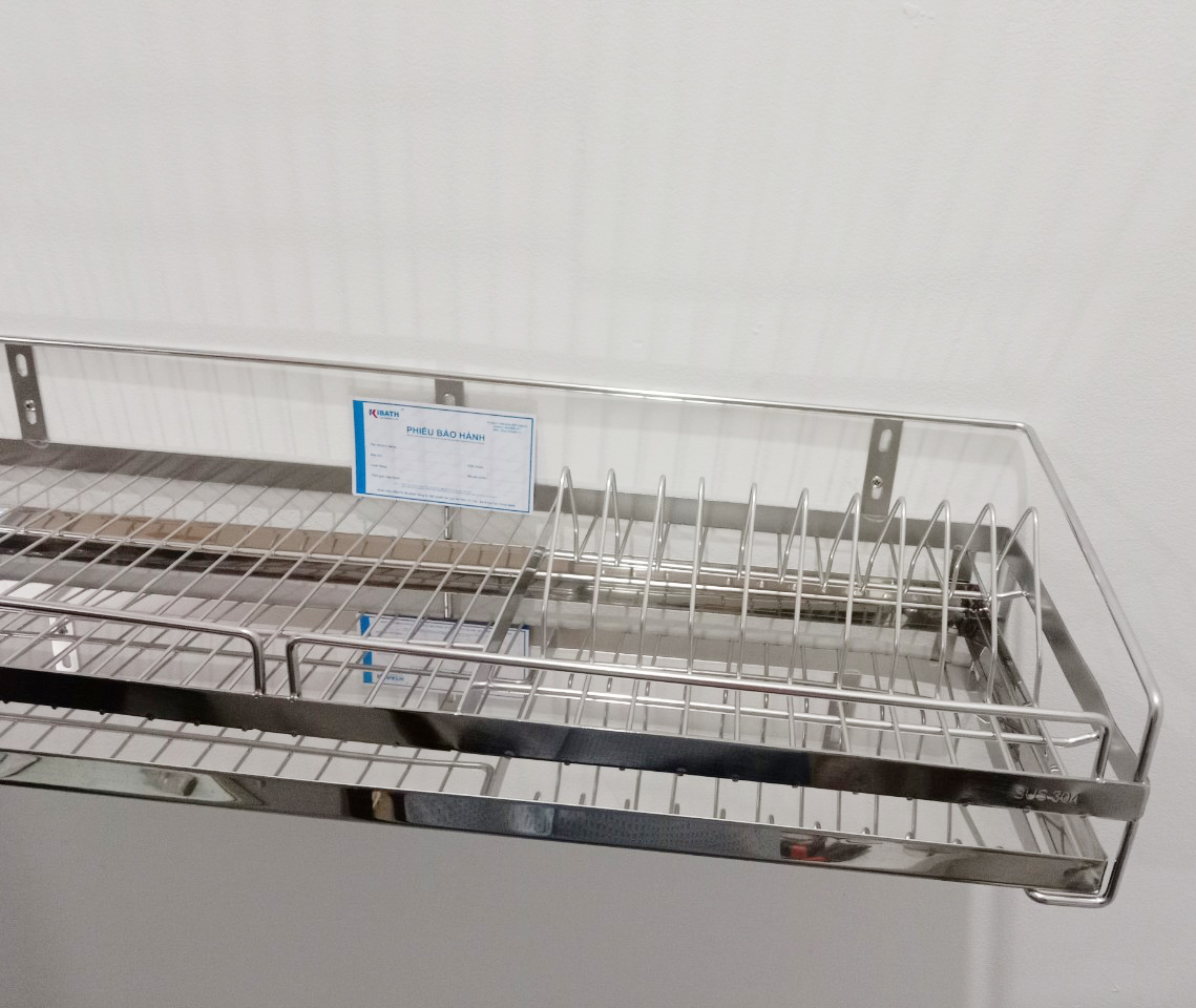 Kệ Chén 1 Tầng Có Khay Hứng Nước Inox SUS 304