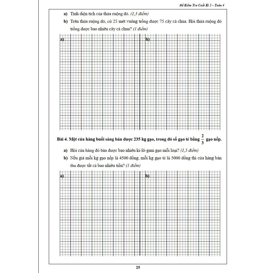 Sách - Đề Kiểm Tra Toán 4 - Học Kì 2 (1 cuốn)