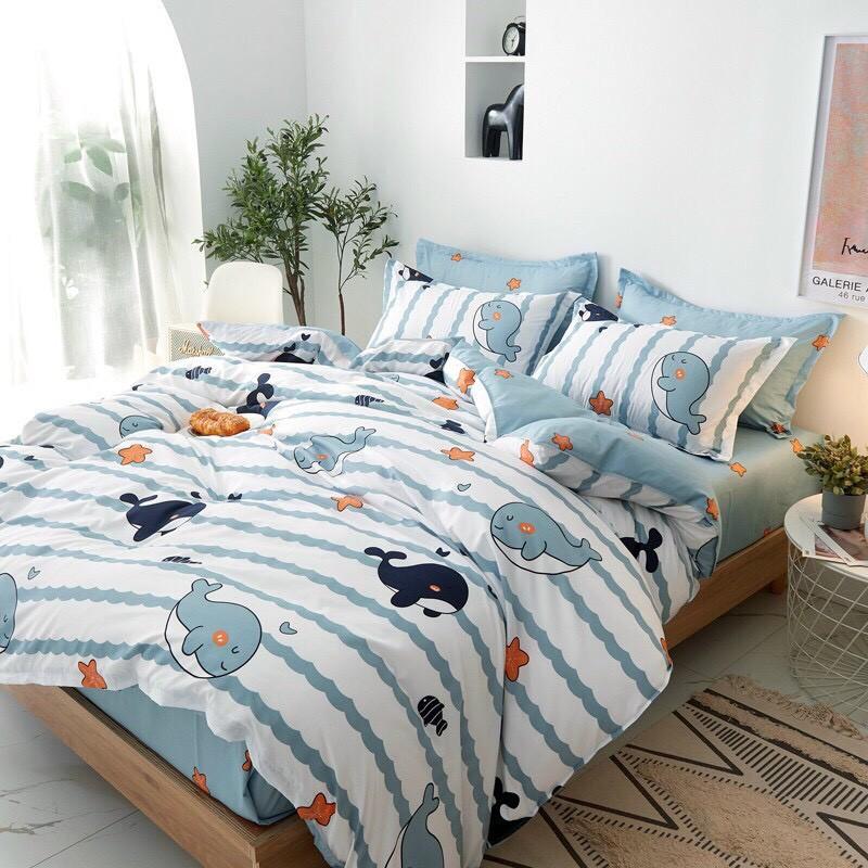 Bộ Ga Giường Full Set Cotton Korea Bedding ADU79 Đủ Kích Thước Trải Nệm 4 Món CÓ CHĂN CHẦN BÔNG - KO VỎ Ô