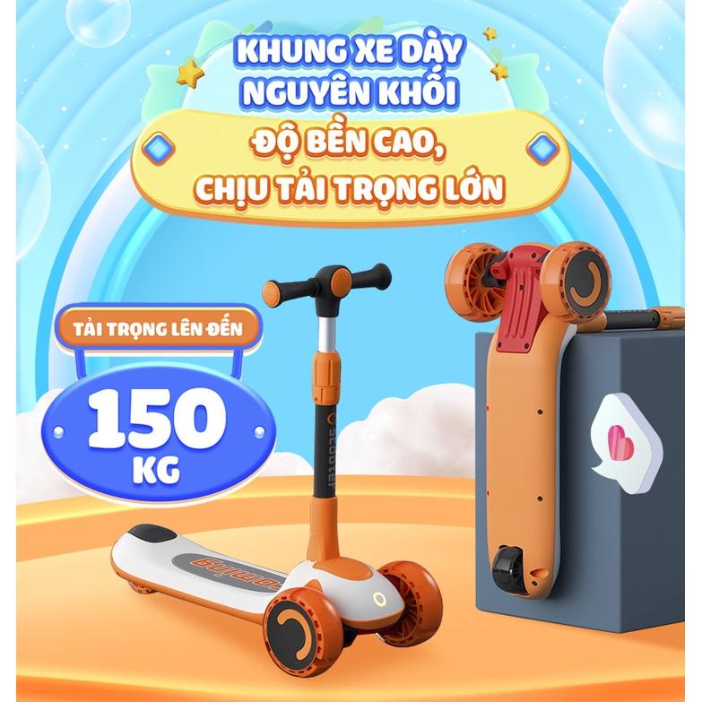 Xe trượt Scooter 3 in 1 cho bé cao cấp - 3 chế độ - Bánh xe phát sáng vĩnh cữu gấp gọn chịu lực 150kg