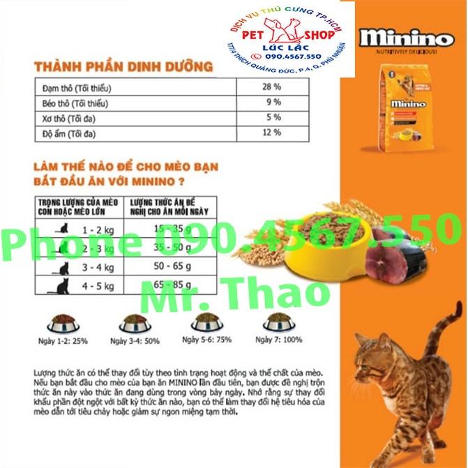 Combo 5 gói Thức ăn Mèo - Minino Yum, Minino Tuna , Minino Plus Adult , Minino Plus Kitten Đủ Loại